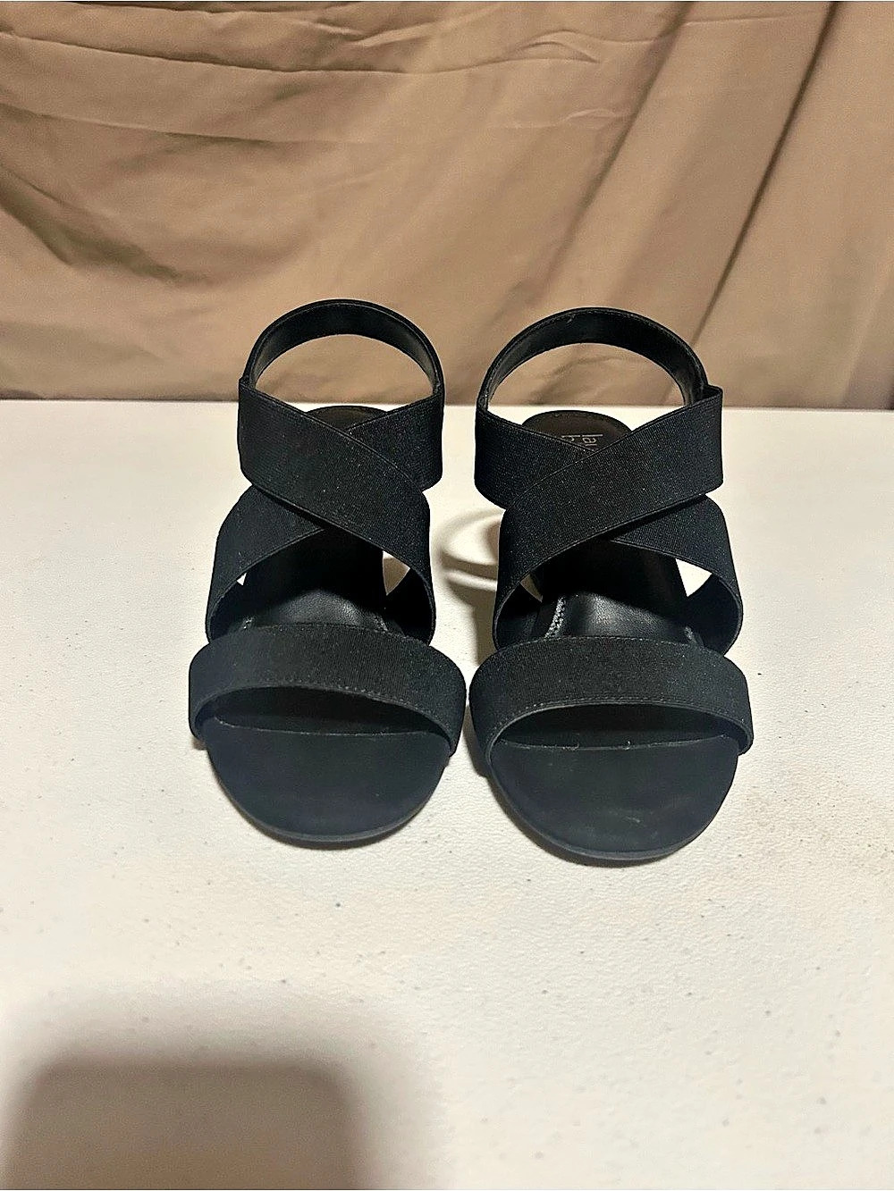 Lauren Blake Black Strappy Block Heel Sandals Like New
